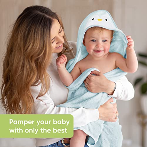 Keababies Baby Hooded Towel - Bamboo Baby Towel Organic Bamboo Towel - Infant Towels - Large Bamboo Hooded Towel - Baby Bath Towel With Hood For Girls, Babies, Newborn Boys, Toddler (Penguin) #TOP7