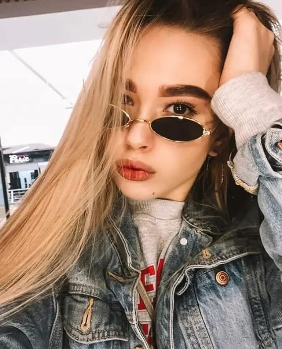 Image of Roshfort Trendy Cat-Eye Sunglasses for Women | Small Metal Frame UV Protection Shades | Lightweight Non-Polarized Stylish Eyewear for Outdoor.