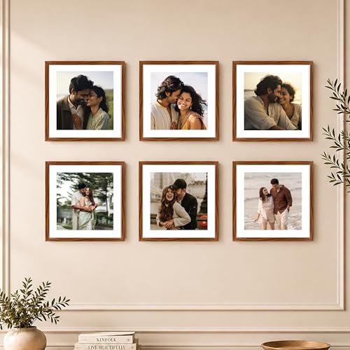Image of Art Street Premium Photo Frame for living room, Classic Aesthetic Design Photo Frames for Photograph, Art Work, Kids Room Set of 6 (12x12 Inch, Brown)