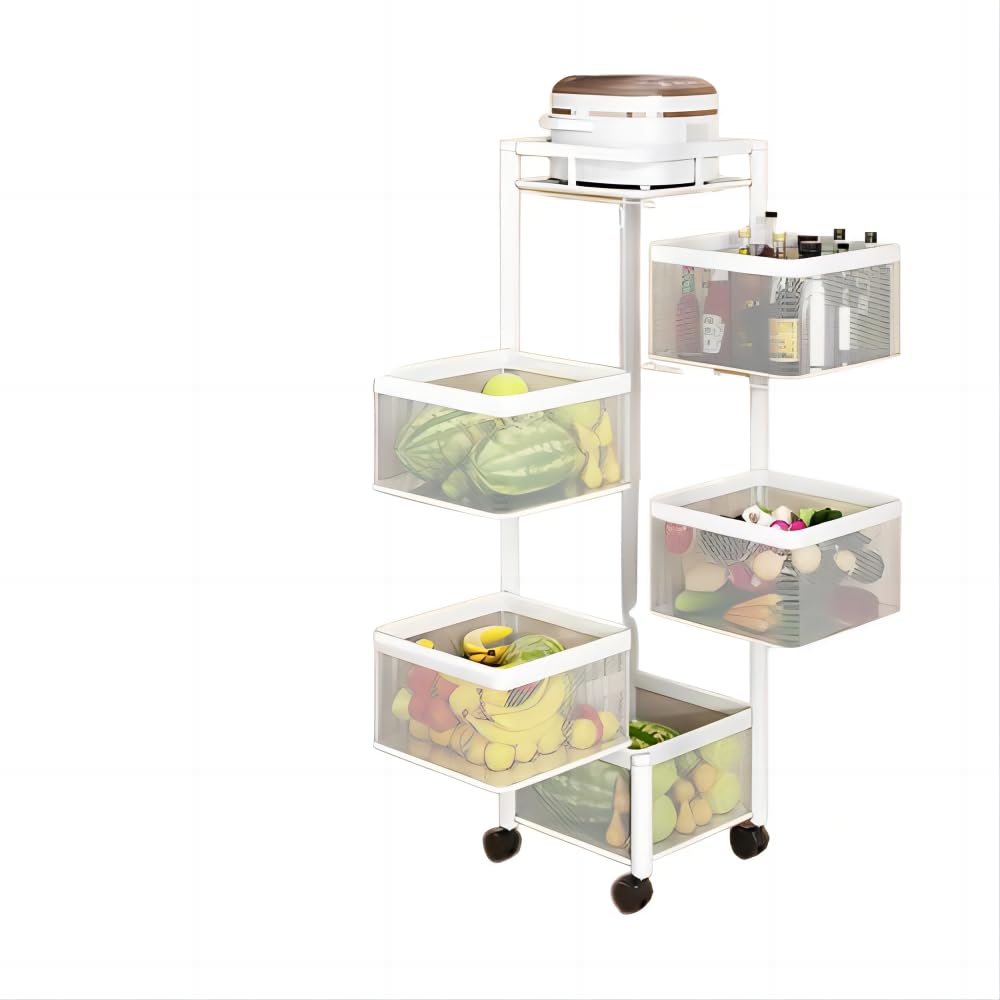 Étagère de rangement rotative pour optimiser les petits espaces en cuisine et salle de bain