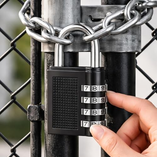 Image of Oblivion Number Locks for Door 3 Pcs - Multicolour 4-Digit Number Combination Anti-Theft Metal Lock for Travel Bag, Luggage, Door, Tool Box, Resettable PIN Number Padlock (Initial Password 0-0-0-0)