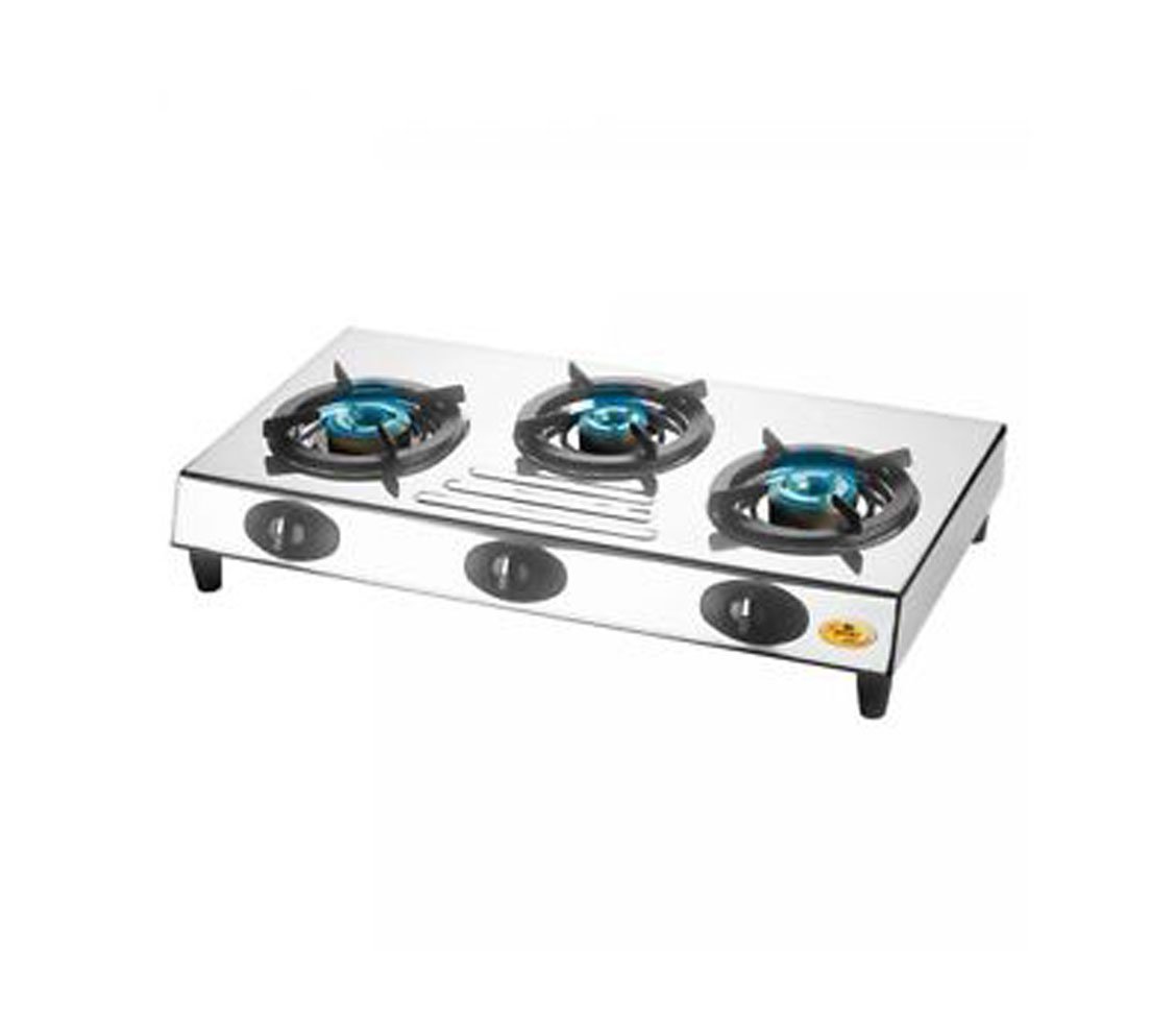 Bajaj CX9 Stainless Steel Gas Stove | 3-Burner | ISI Certified | 360 Degrees Central Swivel Nozzle | Open 【Silver】-picture-22