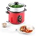 Produktbild Klarstein Osaka 1.5 Premium - Reiskocher, elektrischer Reiskochtopf, Dampfgarer, 1,5 Liter, 500 W, automatische Warmhaltefunktion, Dampfgaraufsatz, Glasdeckel, Reislöffel, Messbecher, rot