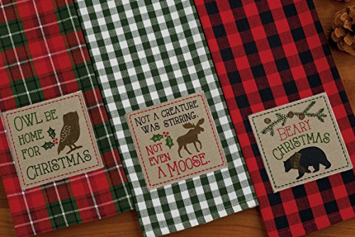 DII Holiday Kitchen Collection Embroidered Dishtowel Set, 18x28, Cabin Christmas, 3 Piece - Image 3