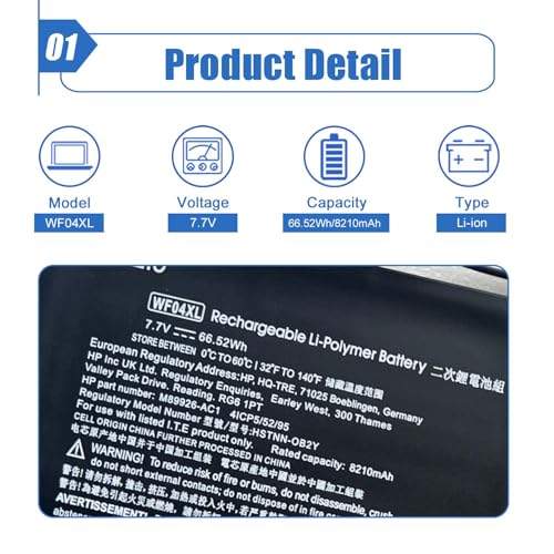 Image of 66.52Wh WF04XL Laptop Battery Replace for HP Envy 13 inch X360 13-BF0000 13-BF0000CI 13-BF0000NC 13-BF0000NX 13-BF0024NA 13-BF0011NA 13-BF0123NW 13-BF0977ND Series HSTNN-OB2Y M89926-1D1