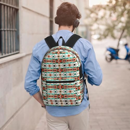 Aztec Ethnic Pattern Fashionable Daypack 17 Inches Zippers Backpack Double Shoulder Bag for Women Men4