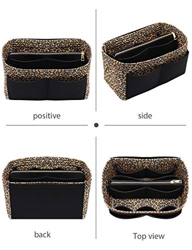 Image of LEXSION Felt Purse Organizer Insert, Tote Bag Shaper Dividers with 5 Sizes, B-Leopard, Large | LEXSION Felt Purse Bag Organizer Insert with zipper Bag Tote Shaper Fit Speedy Neverful PM MM