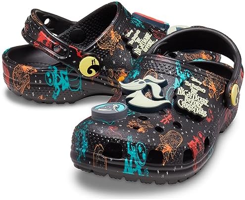 Crocs Kids Classic Disney The Nightmare Before Christmas Glow in The Dark Clogs, Black/Multi, 4 US Unisex Toddler | Image 5