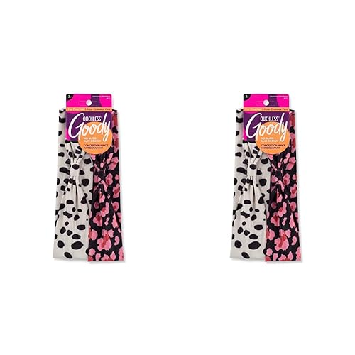 Miniatura 1 de GOODY Diadema de perfil bajo para cabello fino, 2 unidades, guepardo, tela cómoda y elegante que no tira, engancha o daña tu cabello, accesorios