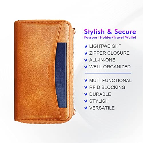 Nuoku Passport Holder, Rfid Blocking Passport Wallet With Zipper 2 Straps thumb #5