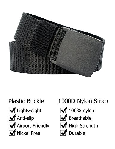 Men's Nylon Running Belt with Plastic Buckle, Adjustable Tactical Duty Waist Strap for Outdoor, Fits Up to 41" Waist2