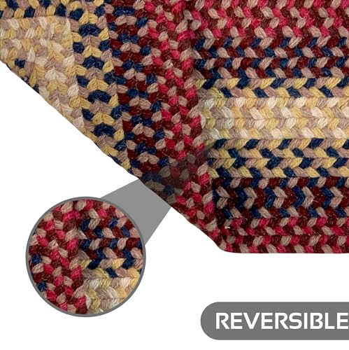 Image of Better Trends Woodbridge Braid Collection is Durable and Moisture Resistant Reversible Indoor Area Utility Rug 100% Wool in Vibrant Colors, 40 inch x 60 inch Rectangle, Cranberry