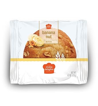 Oven Delights Banana Nut Muffins, Ripe Banana & Walnut Topping, 4.6 oz, Pack of 6