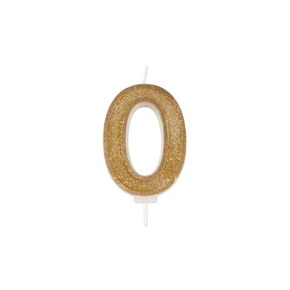 Culpitt Gold Sparkle Number Candles For Cake & Cupcakes, Single Numbers From 0-9, Say Happy Birthday With These Candle Sparklers, Celebrate Birthdays & Anniversaries With Flair - Zero