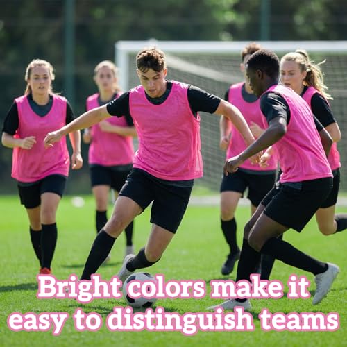 Image of RAINFLOW Soccer Pinnies Scrimmage Vests - Set of Lightweight Mesh Pennies Practice Jerseys for Youth & Adult Teams,Training