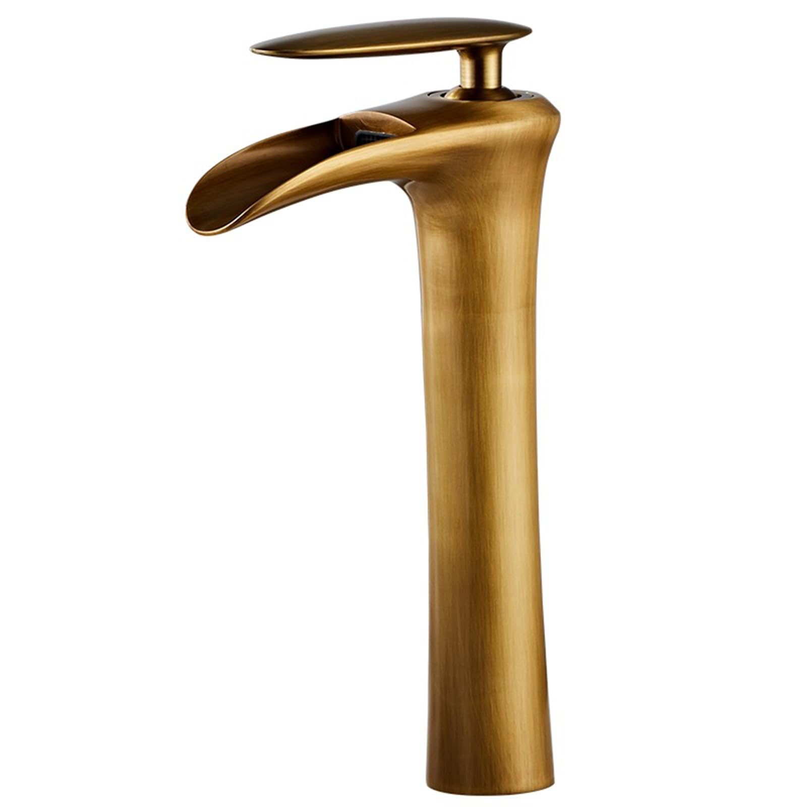 HCFYAUIS Antique Brass Waterfall Tap, Open Style Single Handle Tall Mixer Taps for Bathroom Basin,Antique