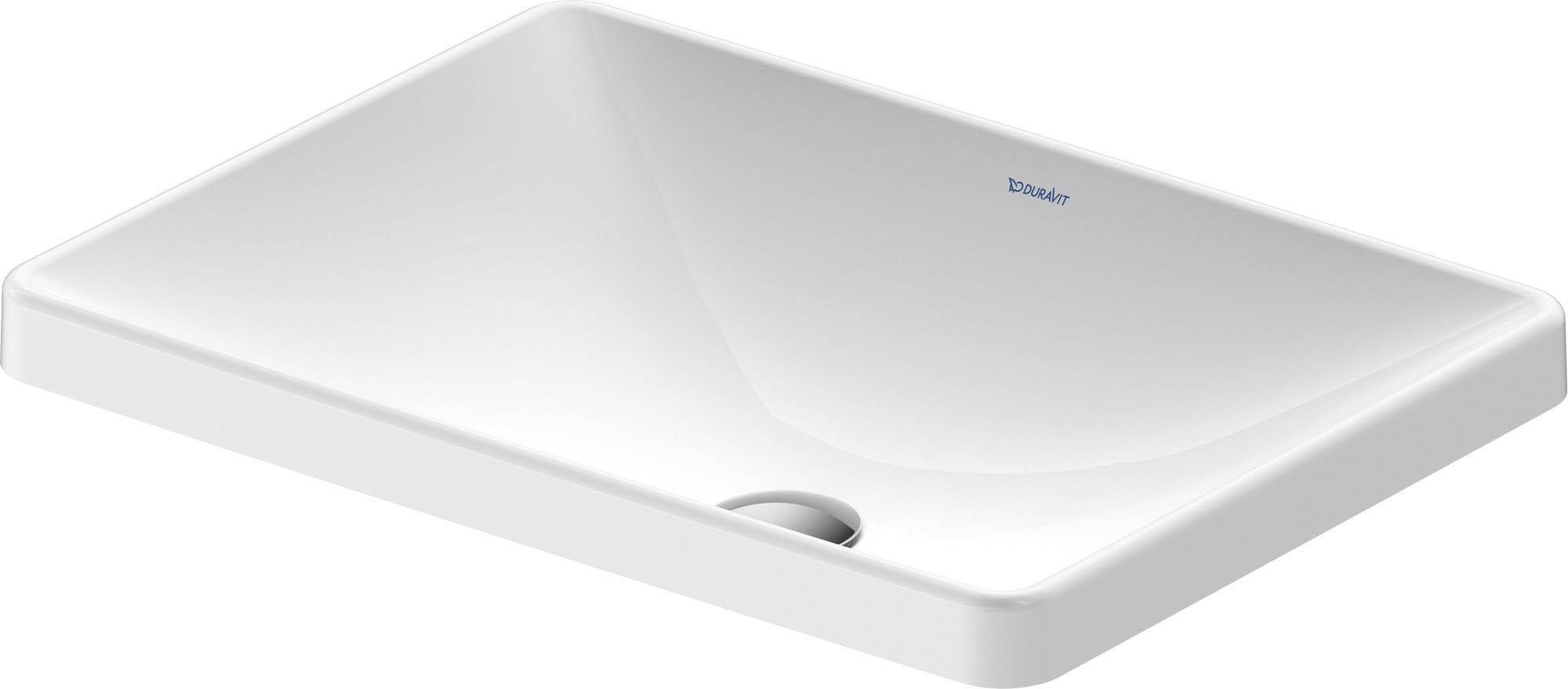 Duravit D-Neo lavabo encastré, 600x440mm, sans trou pour robinet, sans trop-plein, blanc brillant, poli, 0358600079, 0358600079