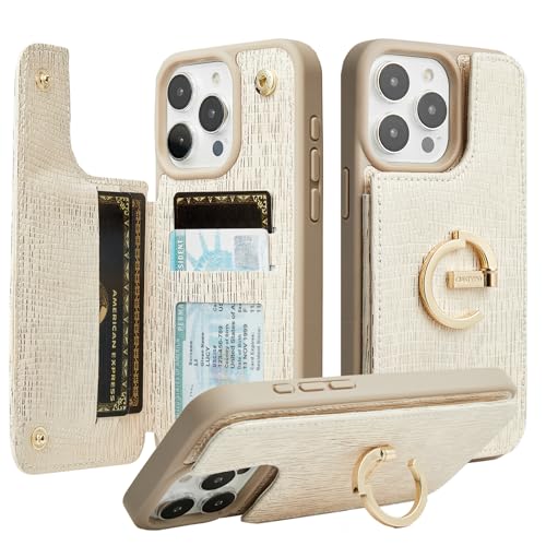 CUSTYPE for iPhone 16 Pro Wallet Case with Card Holder,Bling
