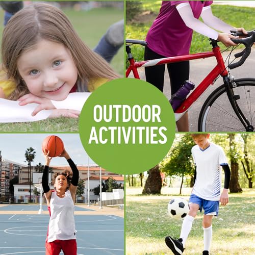 Neyauo 6 Paar Kinder Armsleeve UV Schutz Armlinge Sport Arm Sleeves Gaming Elastische Armstulpen für Jungen Mädchen Volleyball Basketball Armschoner(Schwarz, Weiß)