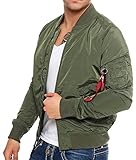 klassisches Futter in orange MA-1 TT Fliegerjacke sage green - S