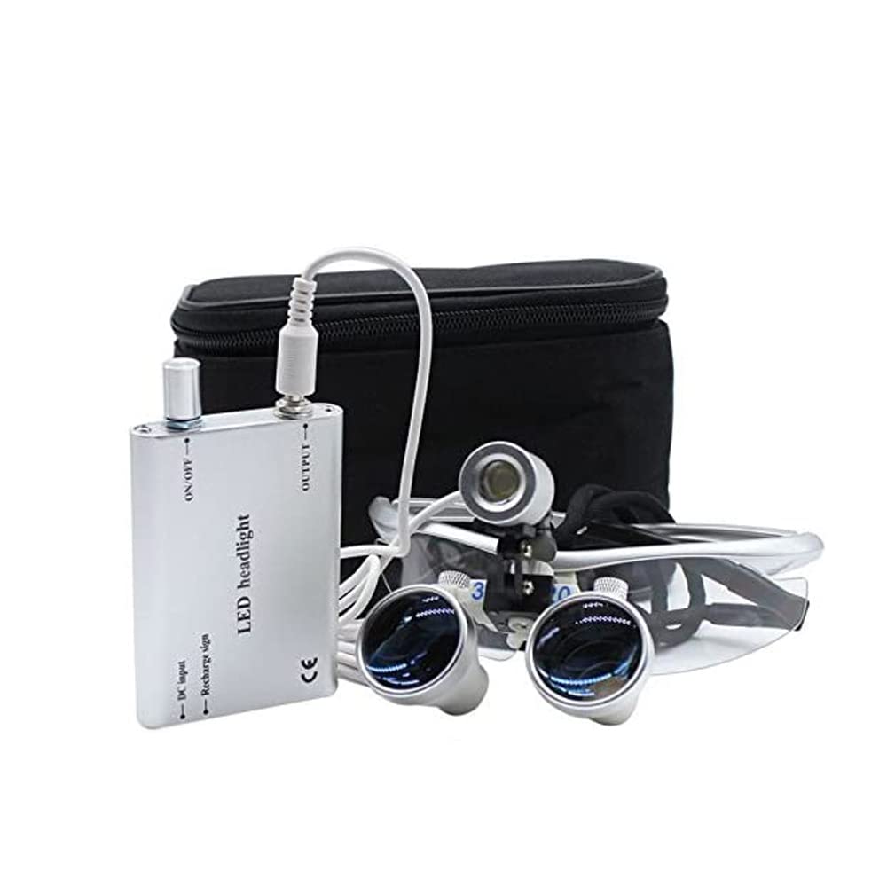 Lente d'ingrandimento professionale dentale per dentista Loupes + LED Headlight 3,5 x 420 mm