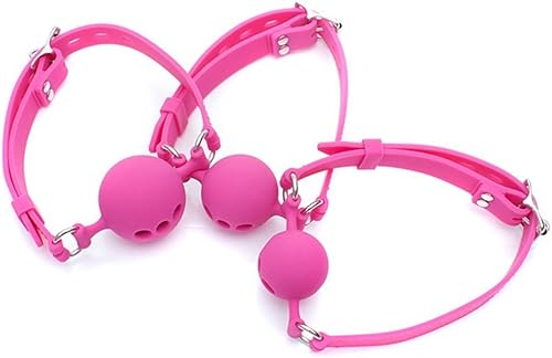 Miniatura 12 de Mordaza de bola transpirable de silicona para adultos con restricciones de servidumbre para juegos sexuales (negro, bola de 1.5 pulgadas) Negro