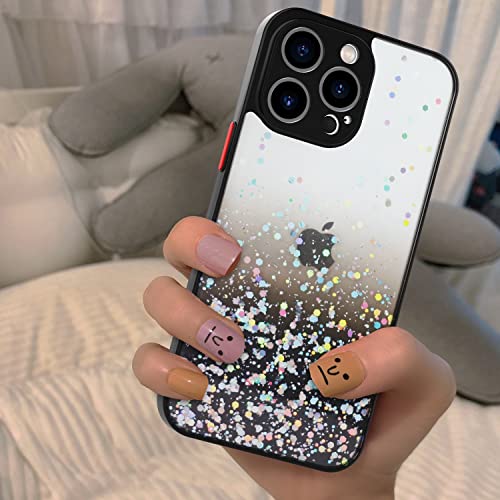 Image of DIZORO Compatible with iPhone 14 Pro Case 6.1 inch, Non Moving Glitter Cover for Girls & Women Soft TPU Shockproof Anti Scratch Drop Protection Cover|Black