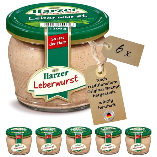 Keunecke-Harzer-Leberwurst-6x200g–streichzart-herzhaft–ohne-Geschmacksverstaerker–Hausmacher-Art-im-Glas–deftiger-Brotaufstrich-Brotzeitklassiker