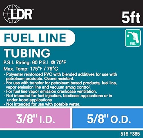 LDR Industries 516F385 5' Bag Fuel Line, 3/8"