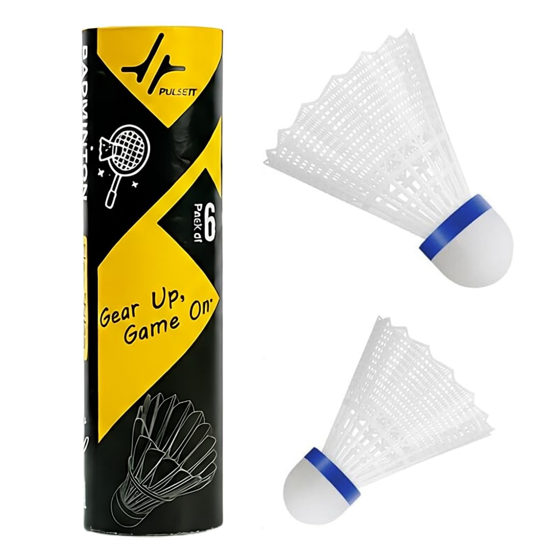 Shuttle Nylon Badminton Shuttlecock– Durable Feather-Like Shuttle, High Speed & Stability for Indoor & Outdoor Play. Lightweight Shuttle for Training & Professional Use (Pack of 6- White)