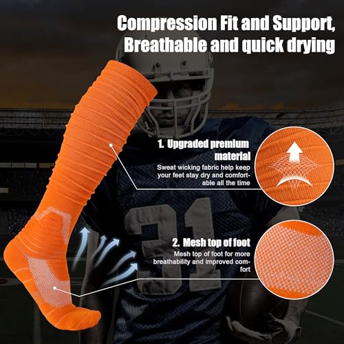 Valcatch Scrunch Football Socks Extra Long Padded Athletic Socks for Men & Women Knee High Stocking Soccer Baseball Socks4