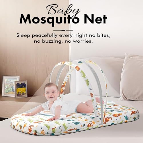 Image of StarAndDaisy 2-in-1 Baby Sleeping Bag with Mosquito Net for Newborn -Soft & Breathable Cotton Sleeping Sack Cum Wrapper /Foldable Bag for Baby Protection /Infant (0-12 Months) (Lion Print)