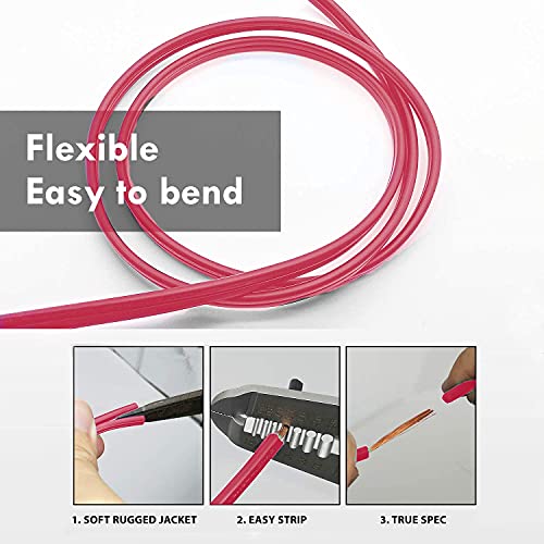 Image of MALLA Copper Wire with Triple Layer PVC Coating, Single Core Flexible Electric Cable for Domestic & Industrial Connections (2.5 mm, 90m Long, Red, 2 Pcs)