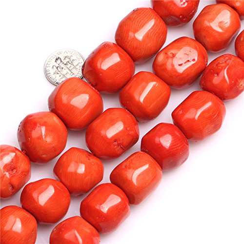 GEM-inside Coral Gemstone Loose Beads Large Pink Natural 19x20mm Freeform Round Crystal Energy Stone Power for Jewelry Making 15"