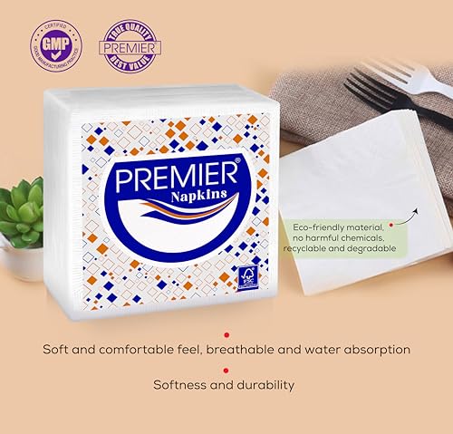 Image of Premier Napkins - 50 Sheets per Pack, Set of 4 | Soft, Absorbent, and Durable Paper Napkins for Parties, Events, and Everyday Use | Ideal for Dining, Catering