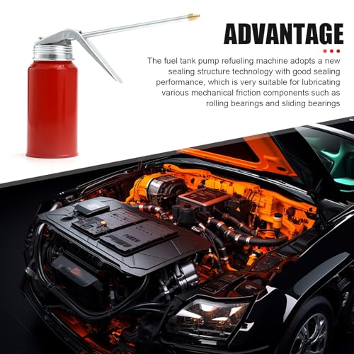 2 PCS Metal Pump Oil Can, 200ml Oil Dispenser with Spout, Cold Rolled Steel Oil Spray Can for Auto Motorcycles Bicycles Home Appliances, Manual Pump Oiler for Lubrication3