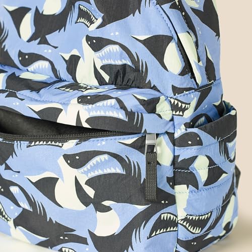 Image of Amazon Essentials Unisex Kids' Backpack for Boys and Girls, Light Blue Shark Waves, One Size