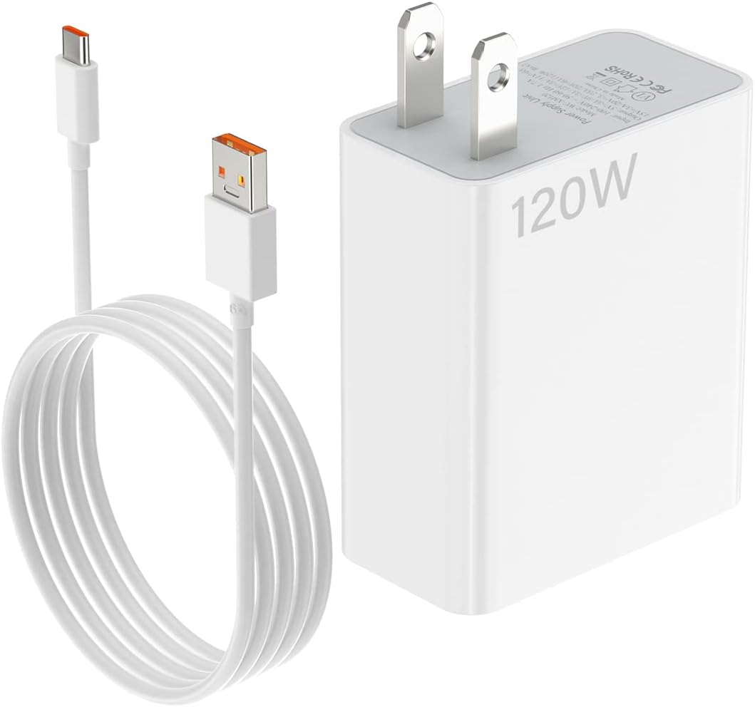 120W Fast Wall Charger Block 100W 90W Compatible for Xiaomi 17 15 14 13 12 14t 13t 12t 12s Pro Lite Redmi Note k80 K70 K60 K50 12 11 Pro Plus Black Shark 4 5 Poco F4 Gt 6A USB C Cable