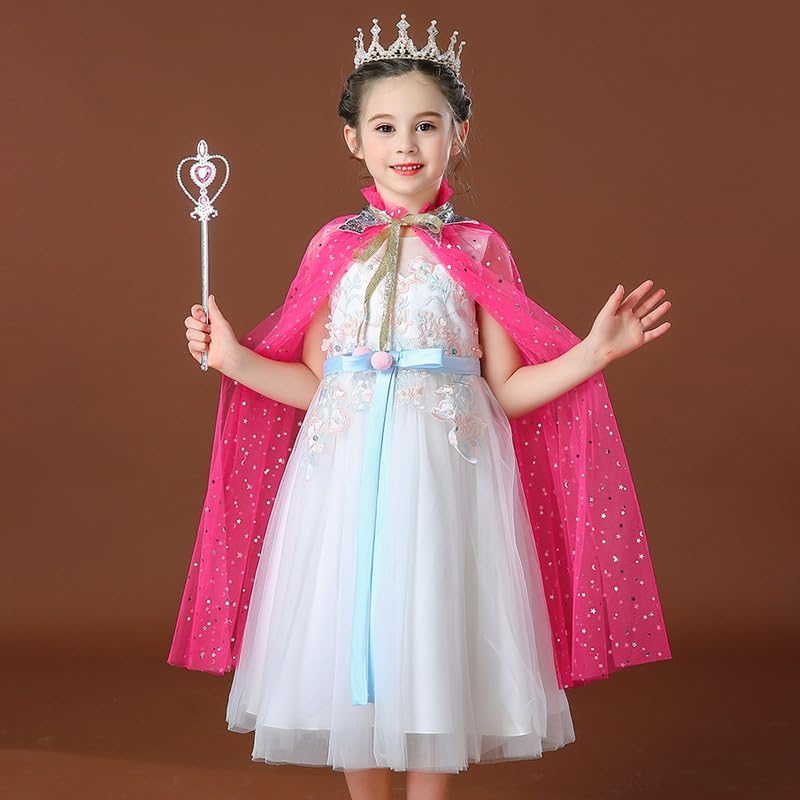 Cape De Princesse Pour Filles - Velours Brillant - Taille M (100-130 Cm) - Pour Déguisements, Fêtes, Halloween, Carnaval