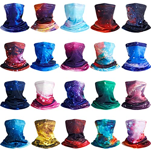 Tarpop 20 Pcs Headwear Seamless Bandana Face Masks, Head Wrap Neck Bandana, Breathable Face Cover Scarf Mask (Starry Style) Multicolor
