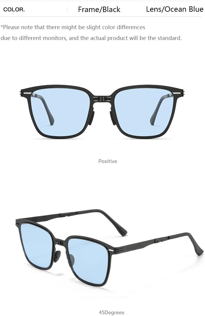 Polarized Folding Sunglasses Womens Men, Lightweight Foldable Sunglass Metal Frame Square Durable Sun Glasses Shades - Image 8