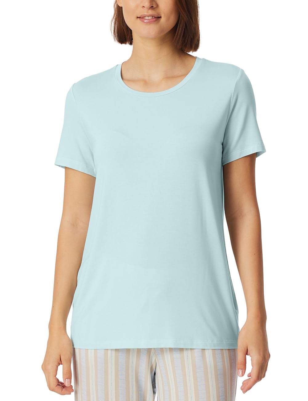 Schiesser Damen Schlafshirt Kurzarm Baumwolle - Mix + Relax Haut de Pijama Femme (Lot de 1)