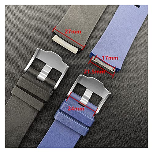 Yaoqijie Banda di orologio in gomma blu 27mm nero