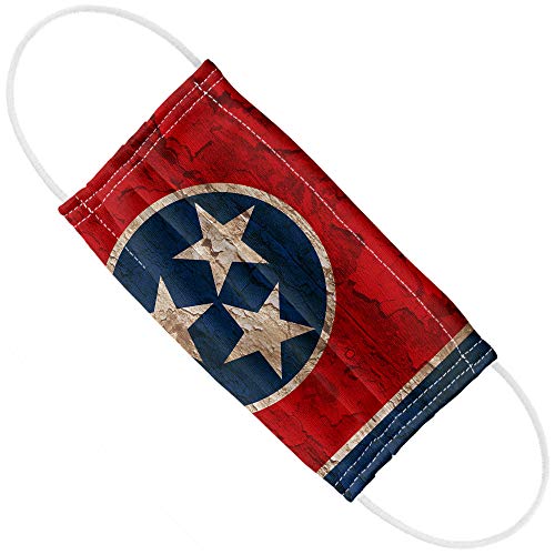 Popfunk Rustic Distressed Tennessee State Flag 1-Ply Reusable Face Mask Covering with Adjustable Nose Wire, Unisex