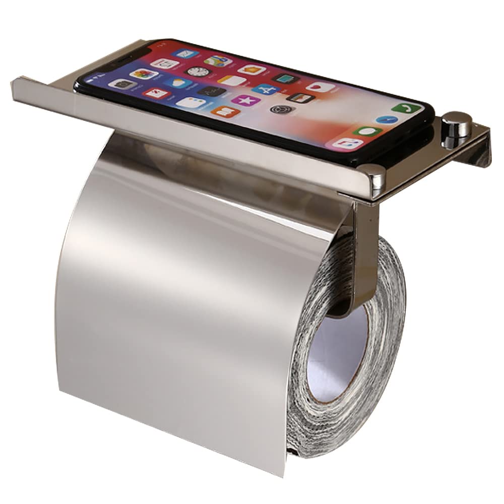 Portarotolo Carta Igienica In Acciaio Inox Oro Rosa | Con Mensola Per Cellulare | Montaggio A Parete