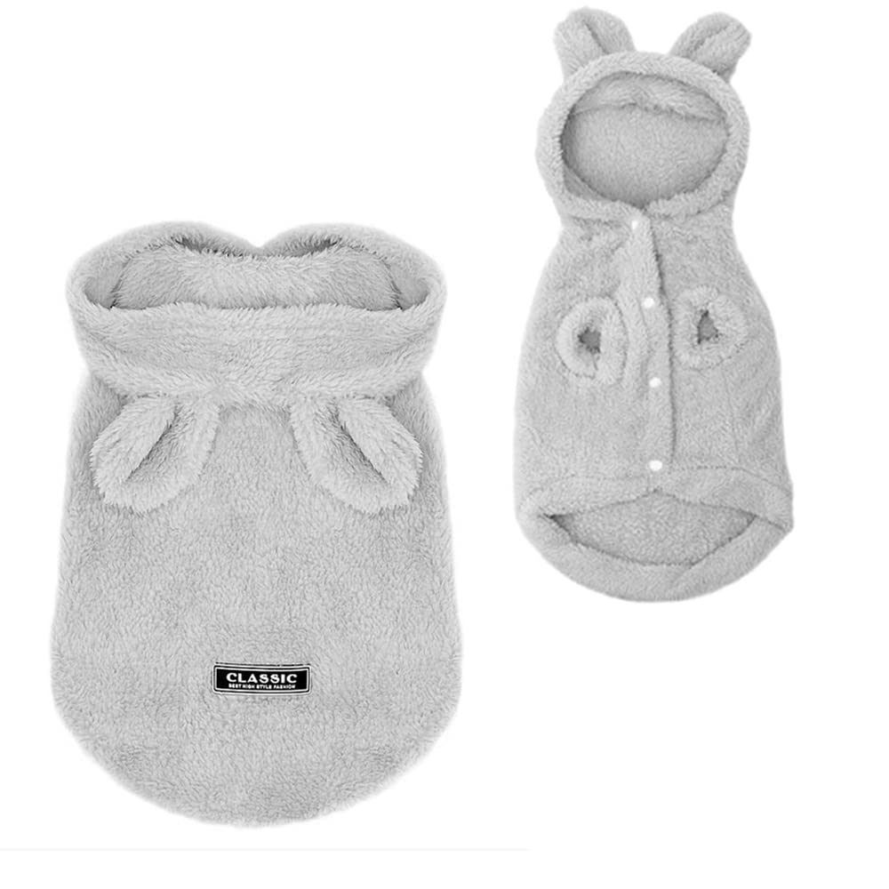 Anelekor Dog Hoodies Cat Hooded Coat Puppy Sweatshirt Pet Easter Costume with Bunny Ears Doggy Warm Clothes Cozy Sweater with Hat (X-Large, Grey)…