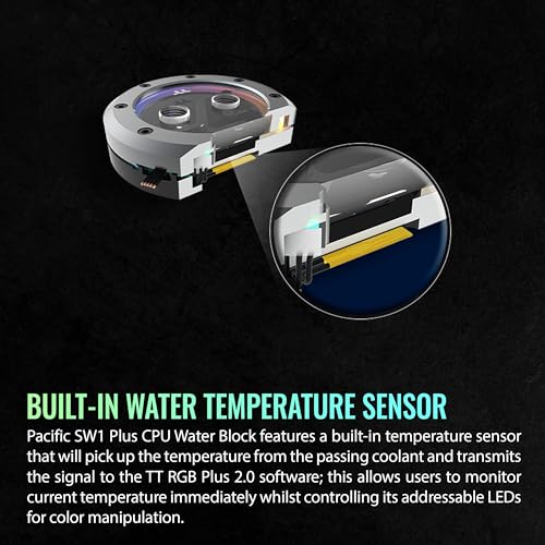 Image of Thermaltake Pacific SW1 Plus CPU Water Block, Temperature Sensor, LGA 1700 / AM5 Compatible, 12 Addressable LEDs, TT RGB Plus Software Control, CL-W379-CU00SW-A