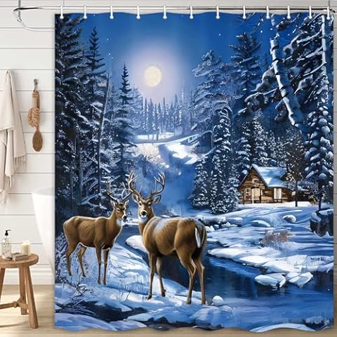 Boziqr Winter Christmas Shower Curtain Cover