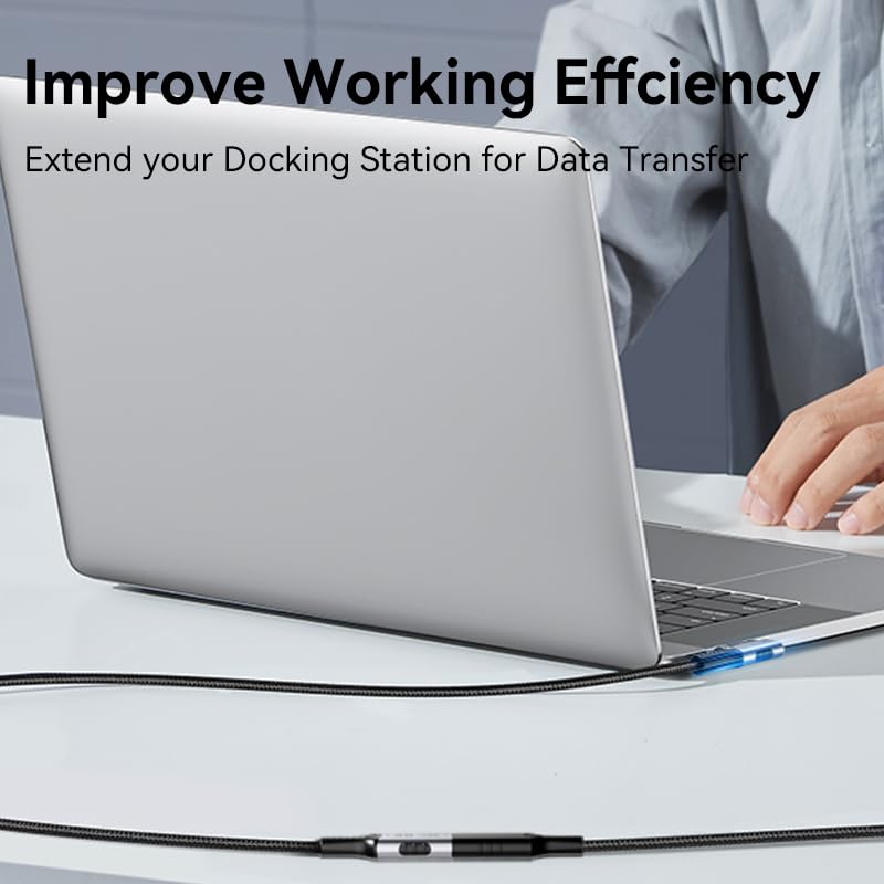 right angle type c extension 3.3FT/1M for Thunderbolt 4 Extension Cable high Speed 40Gbps Data Transfer, 8k/4k@60hz video,240w Fast Charging,male to female usb-c high speed 90 degree extension cable. - Image 7