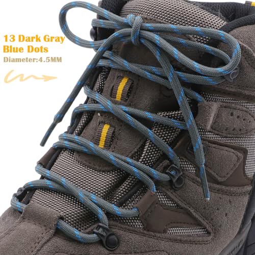 Image of DELELE 2 Pair Thick Round Climbing Shoelaces Hiking Shoe Laces Boot Laces